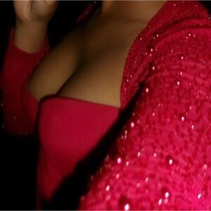 Embellished Long Sleeve Mini Dress in Red